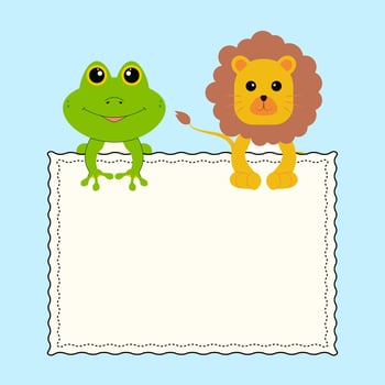 White blank frame with cute animals vector