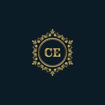 Letter CE logo with Luxury Gold template. Elegance logo vector template.