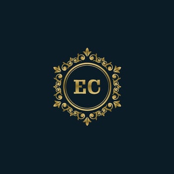 Letter EC logo with Luxury Gold template. Elegance logo vector template.