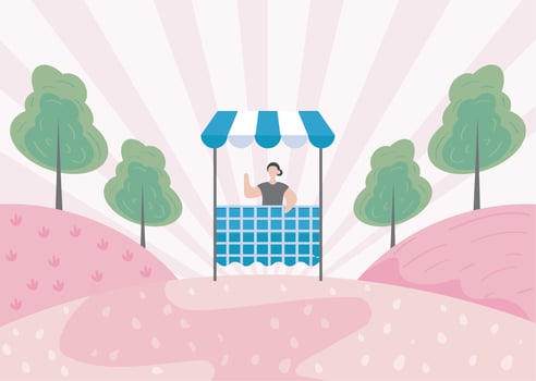 woman in kiosk vector