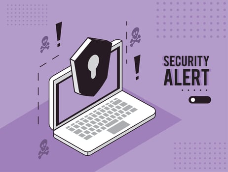 laptop with shield vector