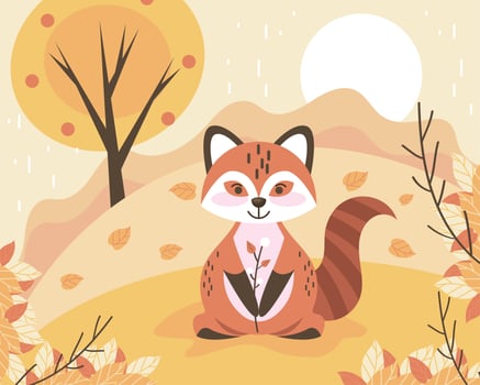 autumn scene with fox vector