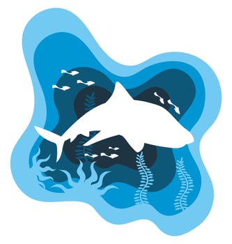 shark sealife paper art vector