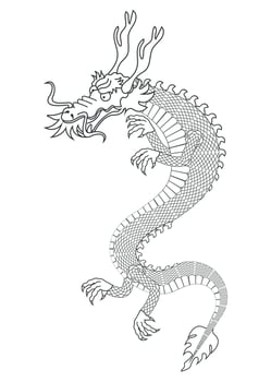 asian dragon beast drawn vector