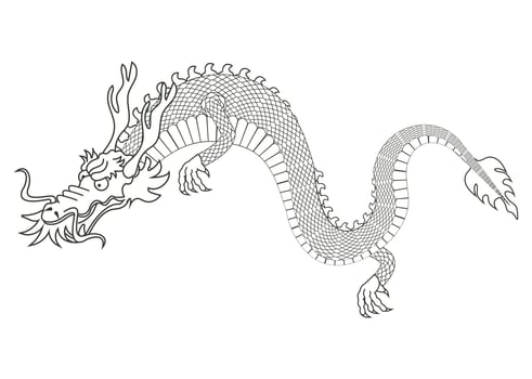 asian dragon beast coloring vector