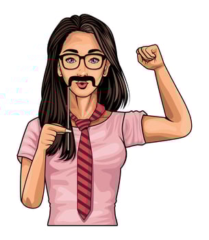 girl wearing mustache and necktie vector