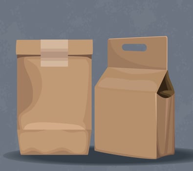 eco bag and box packages vector