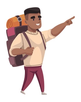 afro traveler man walking vector