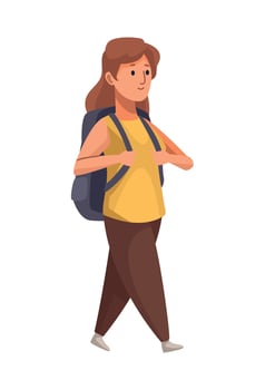 traveler woman with bagpack vector