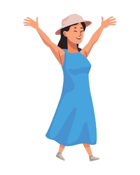 happy tourist woman vector