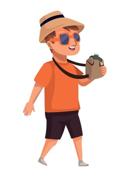 traveler man with canteen vector