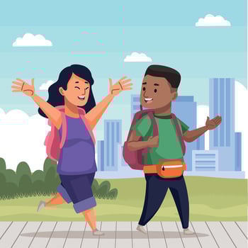 travelers couple walking vector