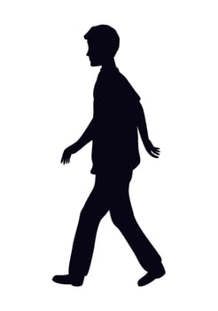 young boy walking silhouette vector