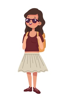 female tourist with sunglasses vector