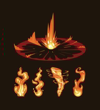 five fires flames icons vector