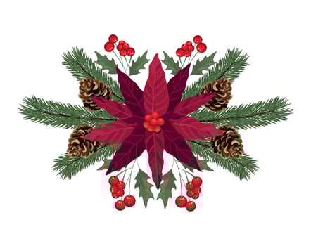 mistletoe flower and leafs vector