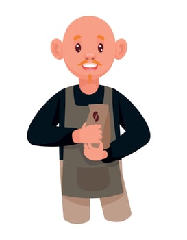 barista with coffee bag vector