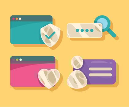 webpages glassmorphism style icons vector