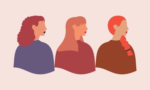 Female diverse faces of different ethnicity poster. Women empowerment movement. International women vector