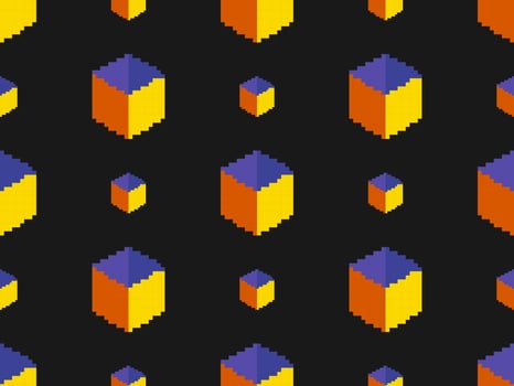 Geometrie cartoon character seamless pattern on black background vector