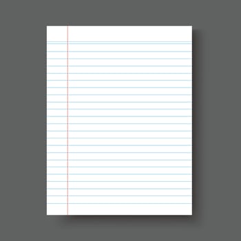 Blank notebook paper sheet with lines vector illustration
