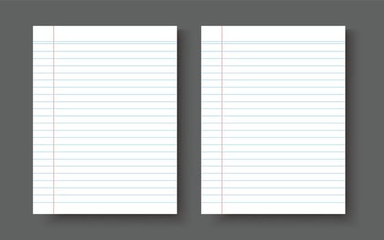 Blank notebook paper sheet with lines vector illustration
