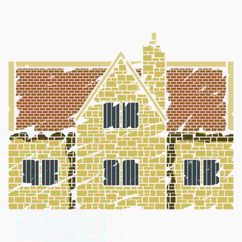 Editable Side View Traditional English House Building Vector Illustration in Brush Strokes Style for England Culture Tradition and History Related Design