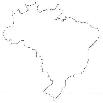 Continuous line drawing of map Brazil vector line art illustration