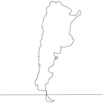 Continuous line drawing of map Argentina vector line art illustration