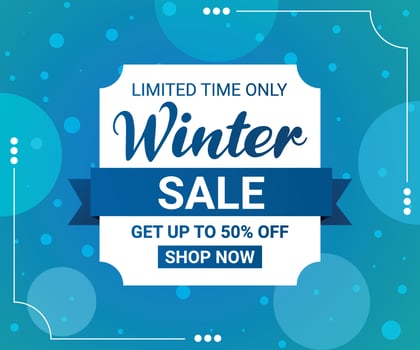 Limited Time only offer Winter sale banner design with get up to 50 percent off vector