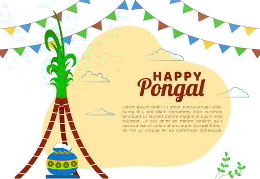 Flat Pongal Festival of Harvest Background Illustration Design vector