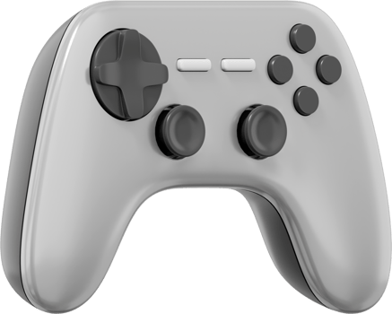 Realistic console game controller. Gray PNG icon on transparent background. 3D rendering.