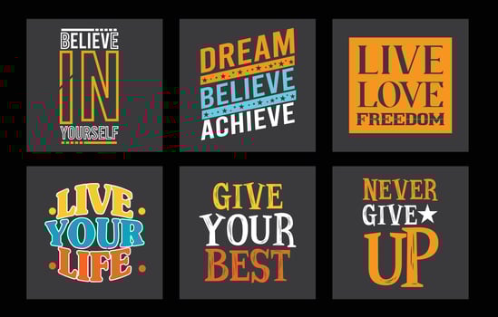 Motivational Typographic t shirt design set vector