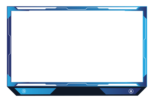 Simple streaming overlay and screen interface decoration with blue color. Modern gaming frame design on a transparent background. live streaming overlay PNG for online gamers. Streaming frame design.