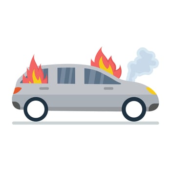 Trendy Car Burning vector