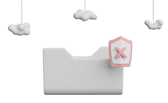 3d cloud folder icon with shield insecure isolated. cloud storage download, data transfering, Internet security, privacy protection, ransomware protect concept, 3d render illustration png