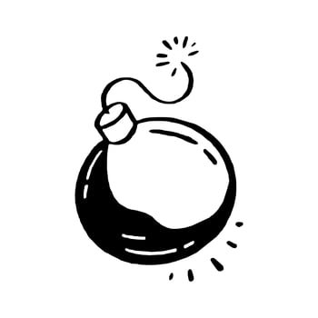 A hand drawn bomb. A bomb concept icon for an explosion. Vector doodle illustration