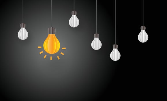 Light bulb, Brainstorm creative idea, paper art style vector
