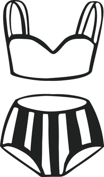 Line striped swimsuit icon and illustration Vector