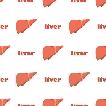 Human liver, cartoon style illustration. Seamless pattern. Vector illustration