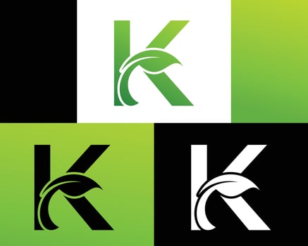 Abstract letter K green leaf logo vector