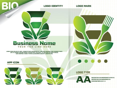 Healthy food letter S logo design with creative green leaf vector