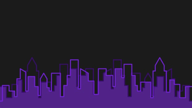 ultraviolet urban neon background. dark background. future style. purple city background. buildings wallpaper. vector