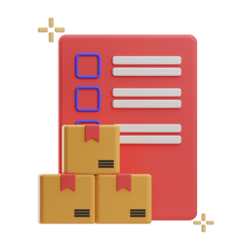 online shopping, objects package checking illustration 3d png