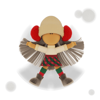 Christmas blonde rag doll as a snow angel png
