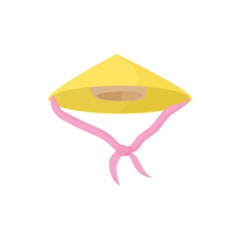 Conical straw hat icon, cartoon style vector