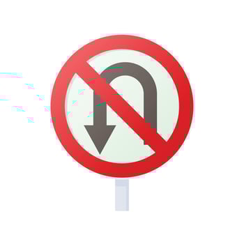 No U turn road sign icon, cartoon style vector