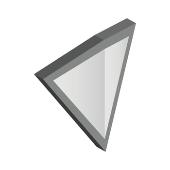 Silver triangular shield icon, isometric 3d style vector