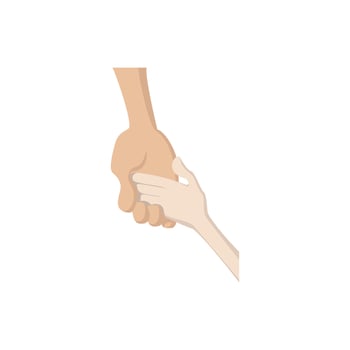 Caring hand logo cartoon icon vector