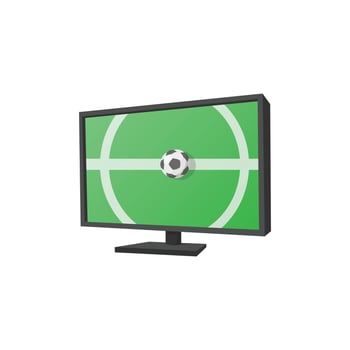 Football match on tv cartoon icon vector
